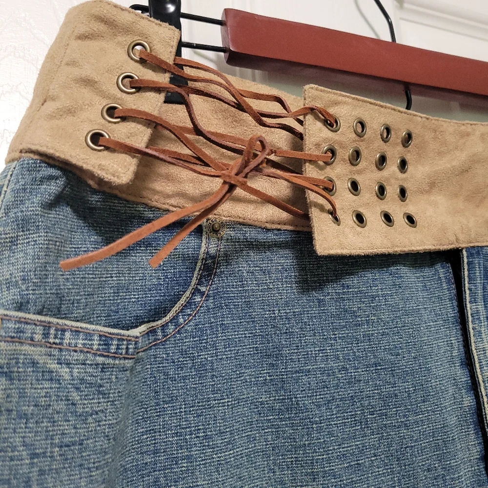 Contour Y2k Denim and Suede Skirt - Picture 4 of 9